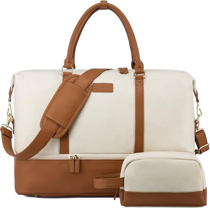 Sucipi Weekender Bags for Women Canvas Travel Duffel Bags with Shoe Compartment Overnight Bag Car... | Amazon (US)