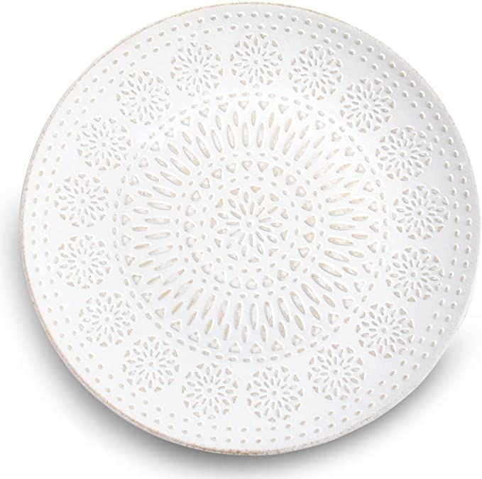 14 Inch White Round Decorative Serving Tray for Coffee Table, White Decorative Tray for Home Deco... | Amazon (US)