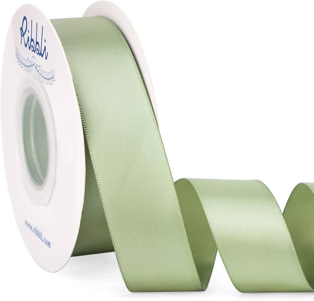 Ribbli Dusty Sage Satin Ribbon Double Faced Satin 1 Inch x Continuous 25 Yards-Sage Green Ribbon ... | Amazon (US)