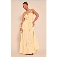 Lemon Ruched Backless Strappy Maxi Dress | PrettyLittleThing US