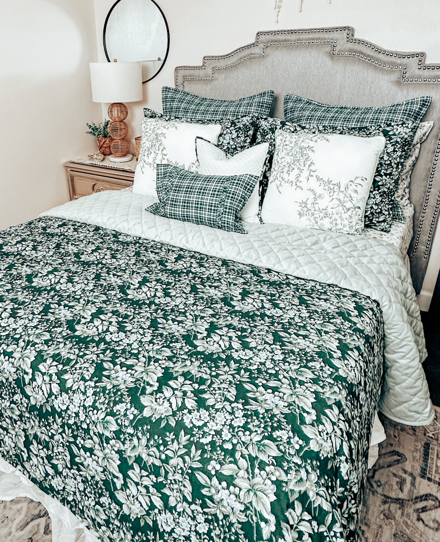 Laura Ashley 7pc King Bramble Floral 100% Cotton Comforter Sham Bonus Set  Green : Target