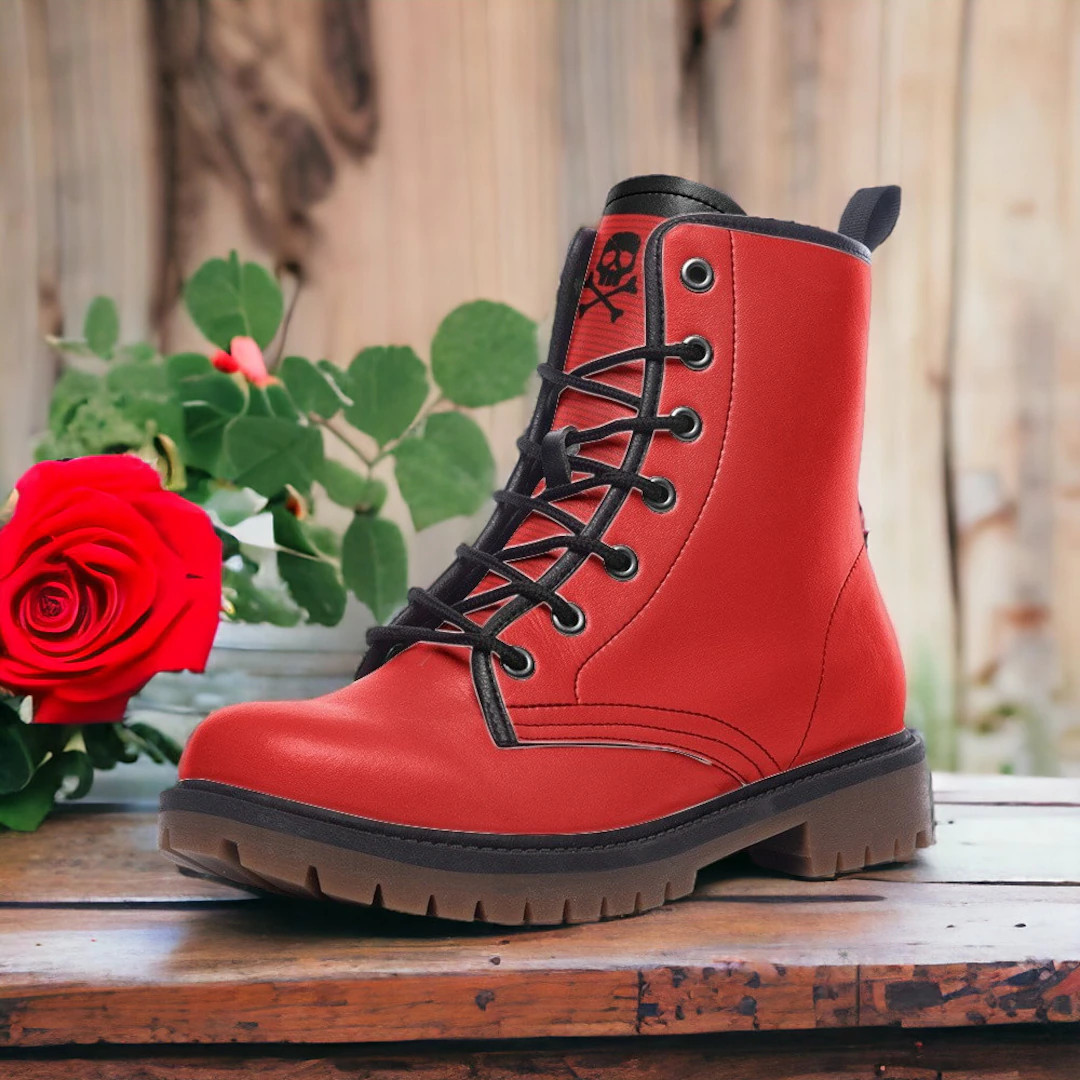 Classic Red / Gothic, Punk, Combat Boots in Unisex Casual Lightweight Vegan Leather: for Women, M... | Etsy (US)