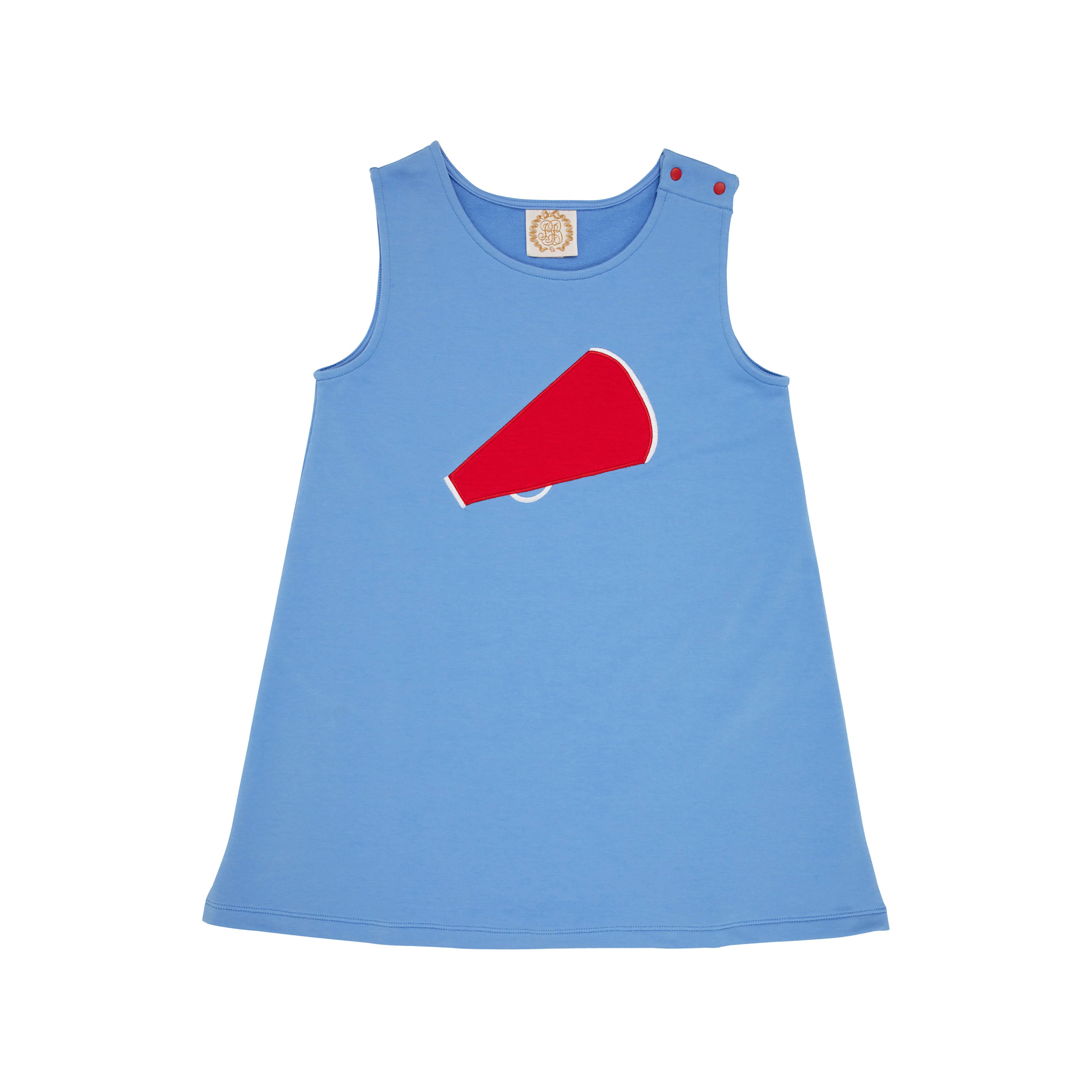 Clementine Jumper - Barbados Blue with Richmond Red Megaphone Applique | The Beaufort Bonnet Company