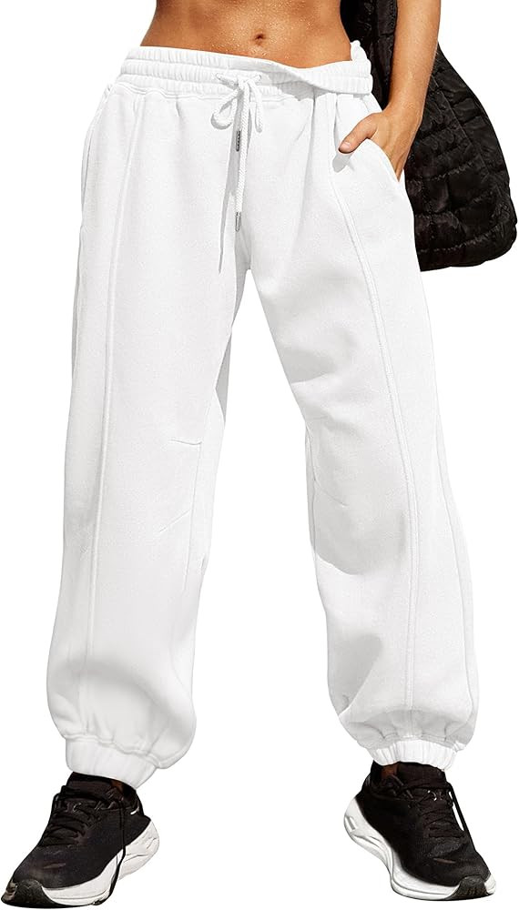 ANRABESS Women Sweatpants Baggy Loose Mid Rise Fleece Workout Active Lounge Jogger Sweat Pants wi... | Amazon (US)