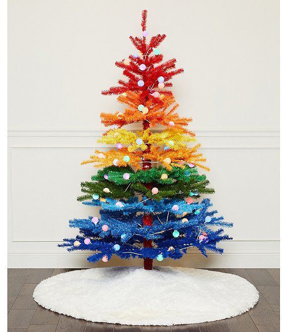 6 ft. Pre-Lit LED Globe Light Rainbow Christmas Tree | Dillards