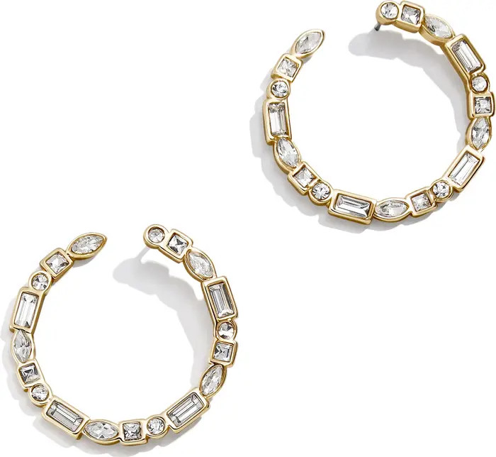 Mixed Crystal Frontal Hoop Earrings | Nordstrom