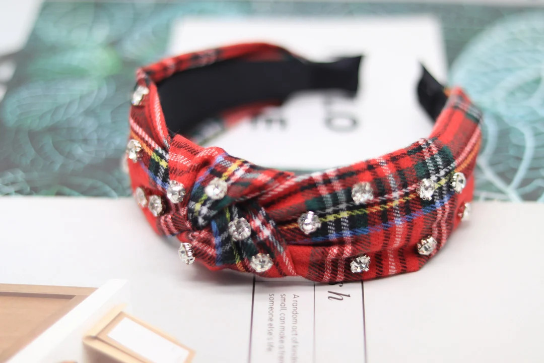 Tartan Alice Band Red Christmas Knot Headband Women Scrunch - Etsy | Etsy (US)