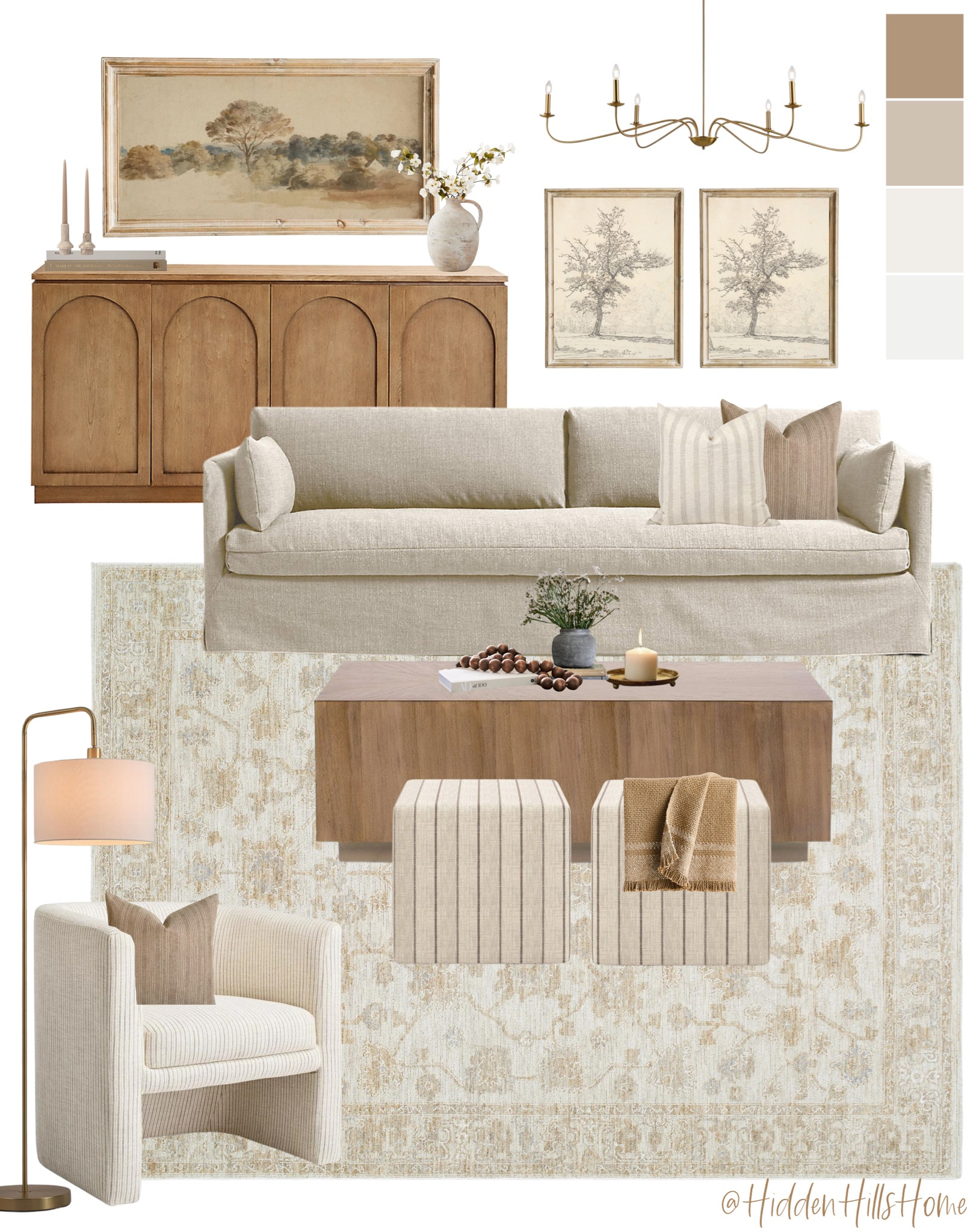 Modern transitional living room mood board, living room design inspiration, living room mood board, family room decor, neutral living room #den #homedecor 

#LTKHome #LTKSaleAlert #LTKFamily