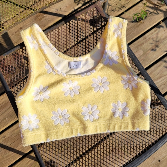 Yellow Yllw The Label Salty Terry Oops-A-Daisy Cropped Tank Top | Poshmark