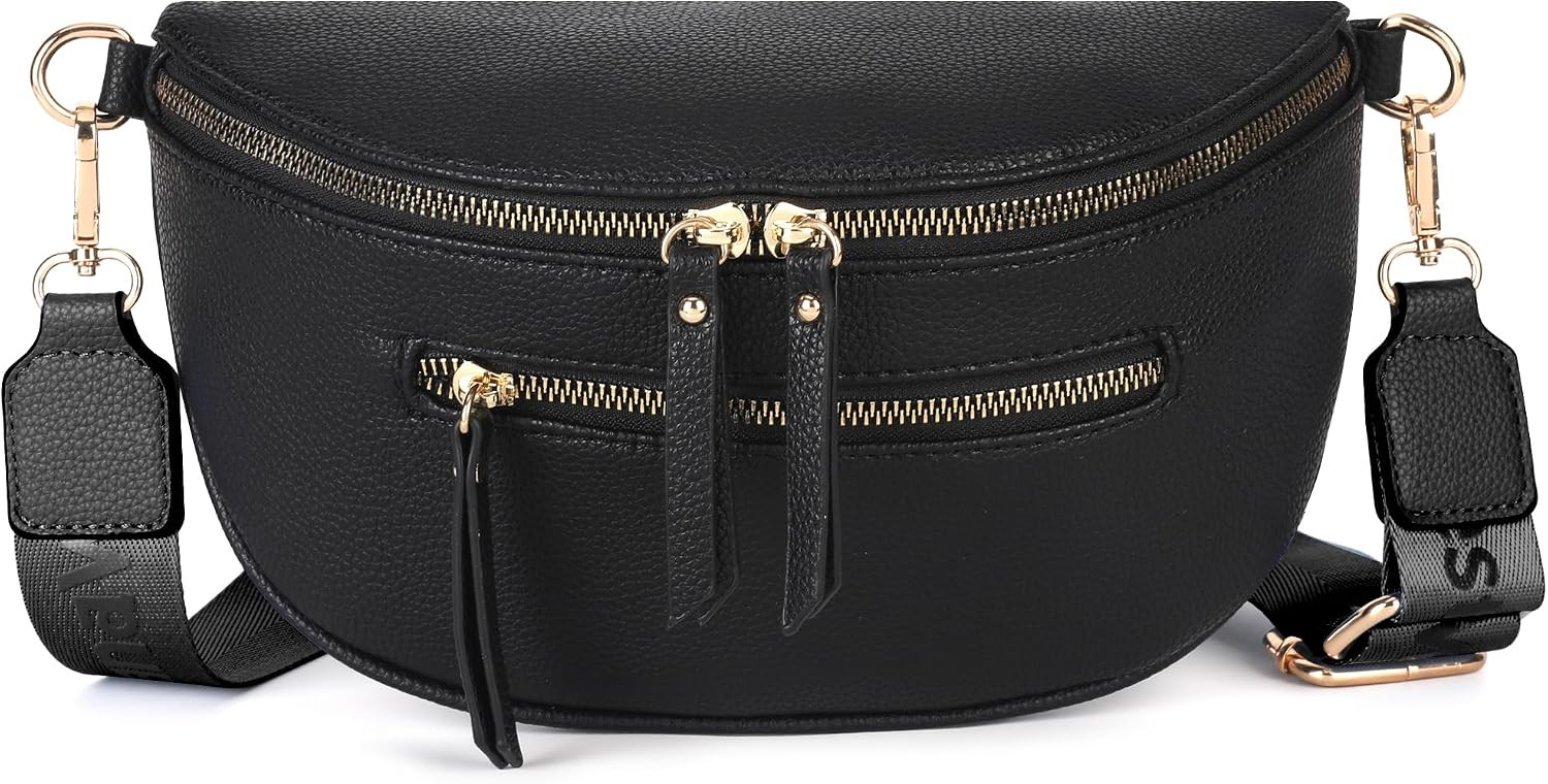 Montana West Crossbody Bag for Women, Vegan Leather Bum Bag with Wide Strap | Amazon (US)