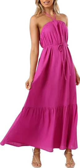 Halter Neck Linen Blend Maxi Dress | Nordstrom