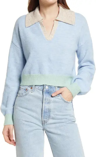 Colorblock Crop Polo Sweater | Nordstrom