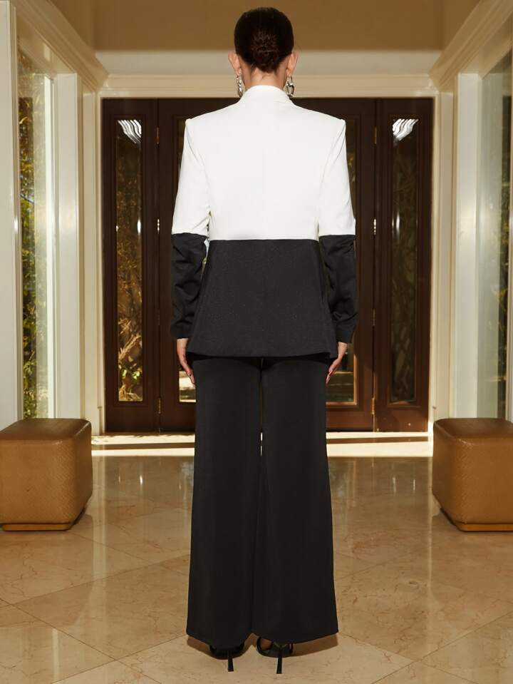 SHEINNeu Two Tone Lapel Neck Single Breasted Blazer | SHEIN