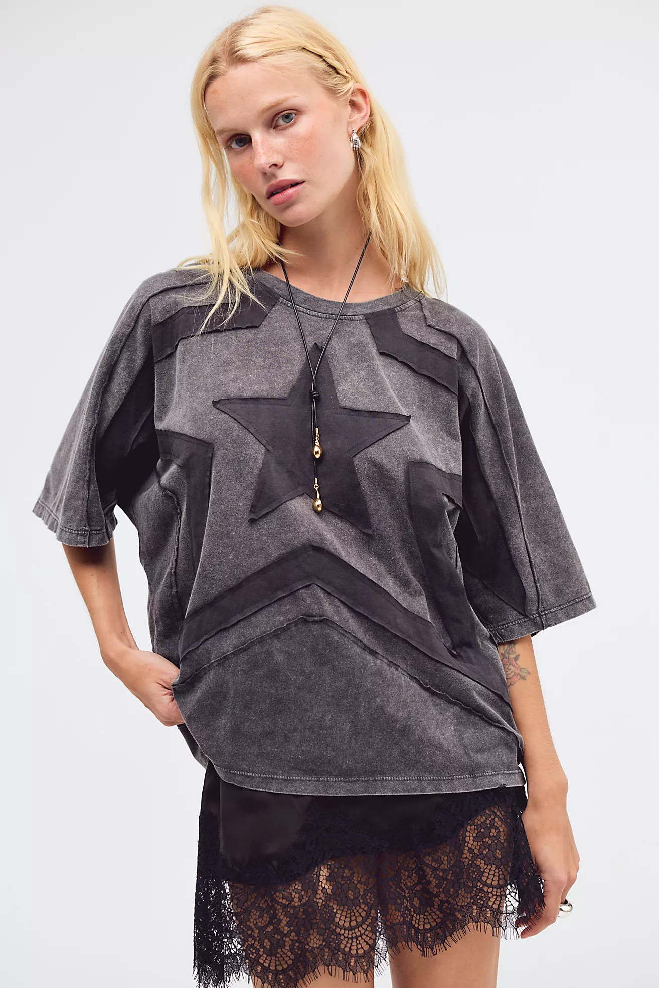 The Tales 3D Paneled Batwing Star Tee | Free People (Global - UK&FR Excluded)