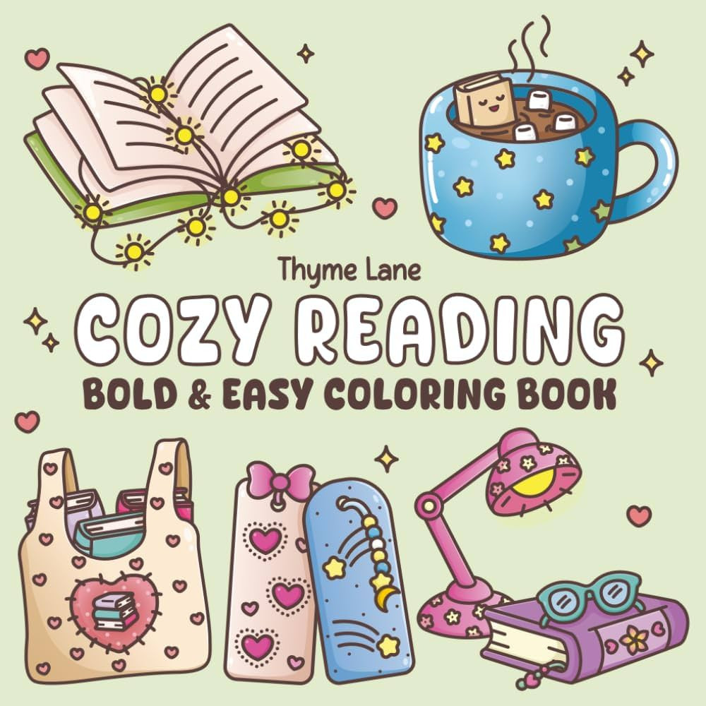 Cozy Reading: Bold and Easy Coloring Book for Adults, Teens and Seniors with Simple Cozy Designs ... | Amazon (US)
