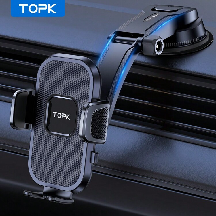 TOPK TOPK D38-C Car Phone Holder Mount, Upgraded Adjustable Horizontally And Vertically Cell Phone Holder For Car Dashboard Compatible With All Phones | SHEIN