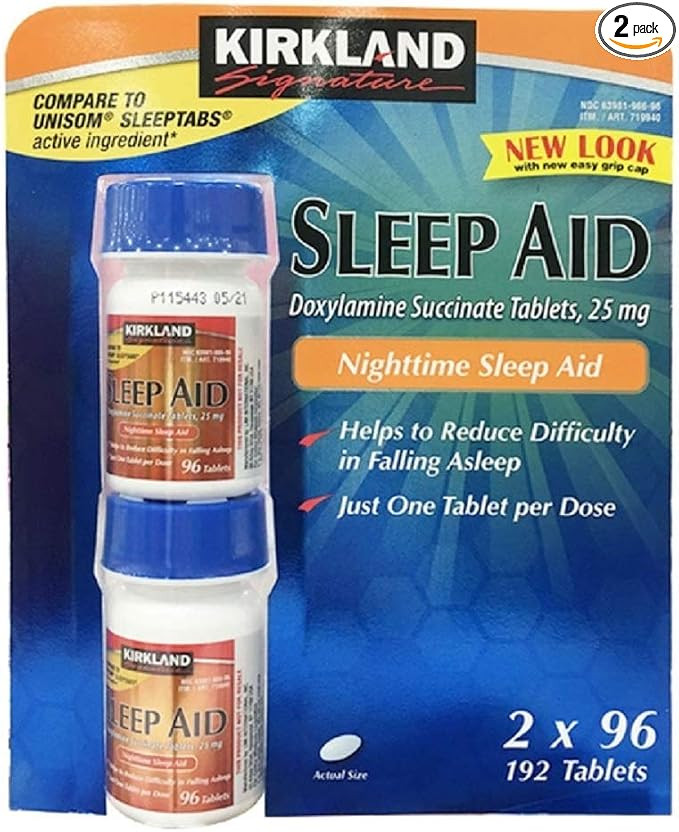 Kirkland Signature Sleep Aid Doxylamine Succinate 25 Mg, 2 pack (192 Tablets) | Amazon (US)