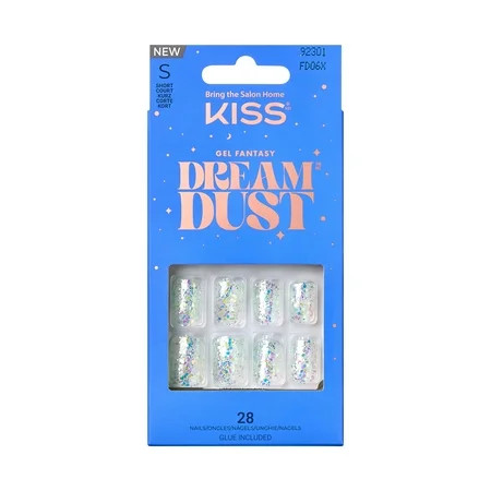 KISS Gel Fantasy Dreamdust Dreamdust Press On Nails mesmerized Clear Short Squoval 28 Count | Walmart (US)