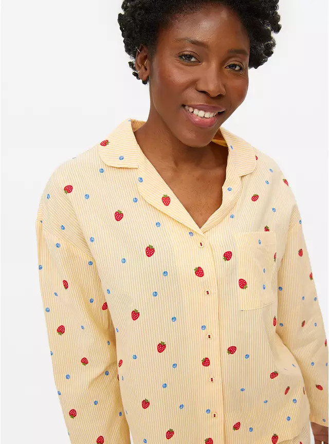 Yellow Stripe Fruit Print Traditional Pyjamas 14 | Tu Clothing