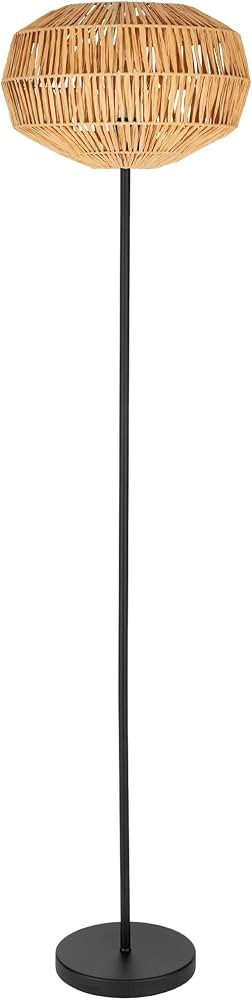 EGLO Stehlampe Sheldon, Boho Lampe Wohnzimmer, Standleuchte aus Metall in Schwarz mit Lampenschir... | Amazon (DE)