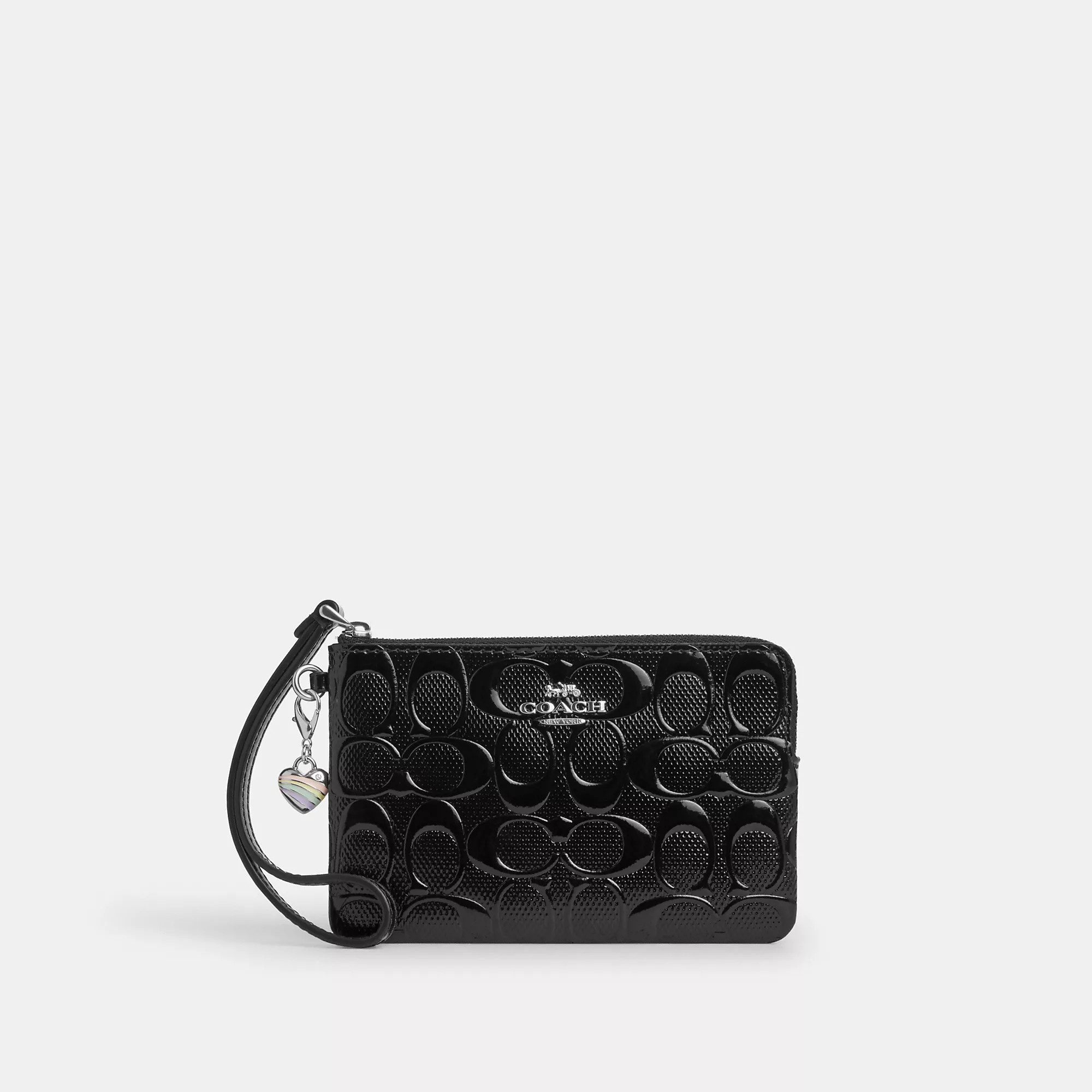 Coach Outlet Corner Zip Wristlet In Signature Leather With Heart Charm | Shop Simon