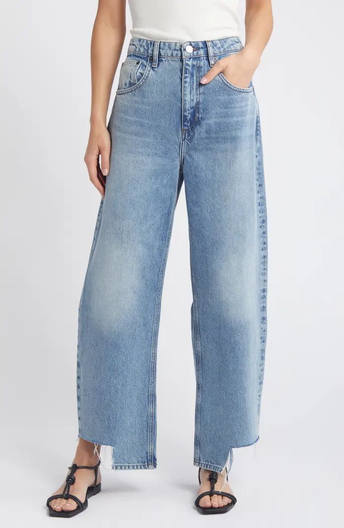 FRAME Fray Step Hem Barrel Leg Jeans | Nordstrom | Nordstrom