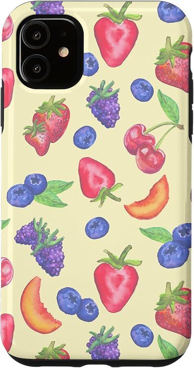 iPhone 11 Fruit Summer Berries Strawberry Peach Cherry Coquette Preppy Case | Amazon (US)