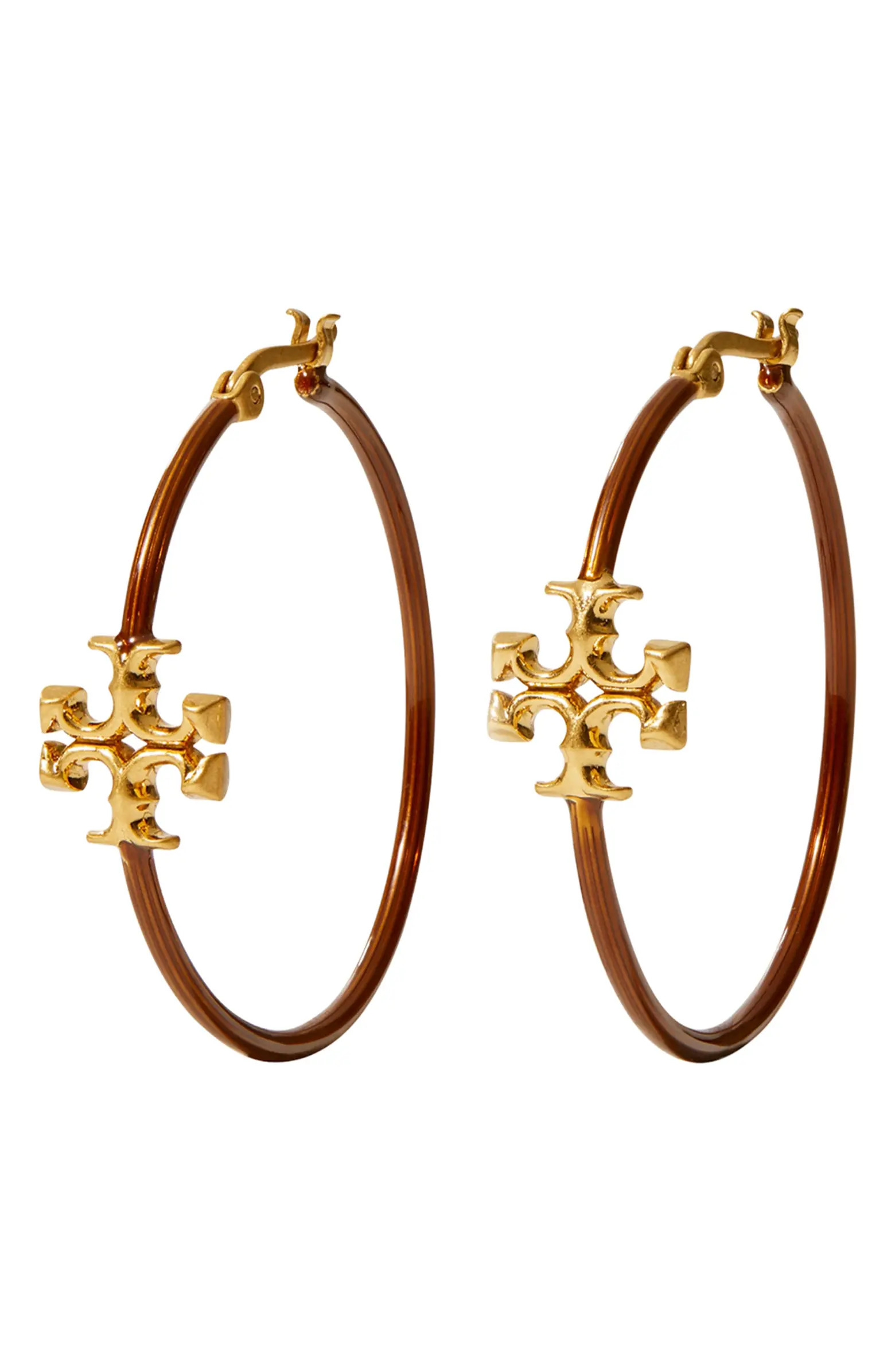 Tory Burch Kira Enamel Hoop Earrings | Nordstrom | Nordstrom
