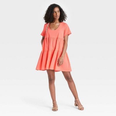 Women's Short Sleeve Tiered Dress - A New Day™ | Target