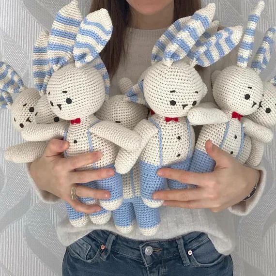 Hand Crochet Gardener Bunny Amigurumi Toys Stuffed Animals | Etsy | Etsy (US)