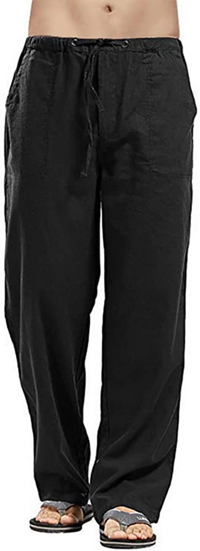 utcoco Qiuse Men's Casual Loose Fit Straight-Legs Stretchy Waist Beach Pants | Amazon (US)