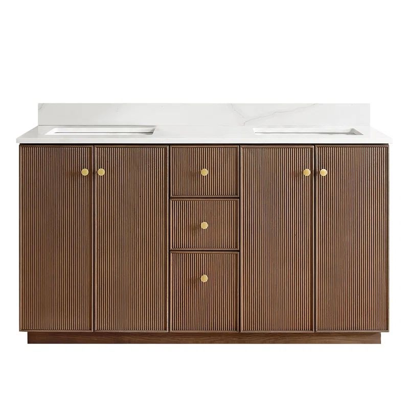 Rally 60'' Free Standing Double Bathroom Vanity with Quartz Top | Wayfair North America