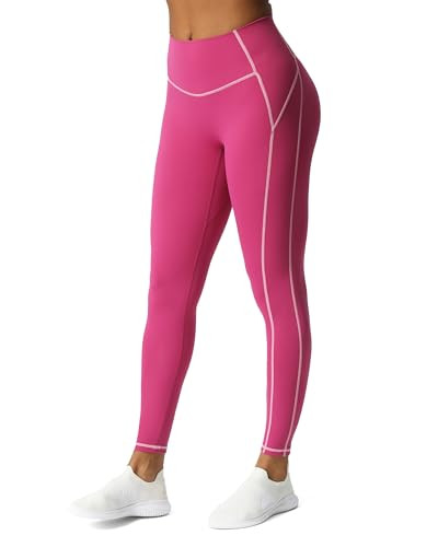 Aoxjox Workout Leggings for Women High Waisted Lexi Lined Exercise Athletic Gym Fitness Yoga Pants 26" (Baton Red/Mauve, Large) | Amazon (US)