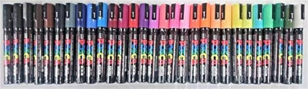 Uni Posca Paint Marker Pen, Medium Point(PC5M), 29 Colors Set with Original Vinyl Pen Case | Amazon (US)