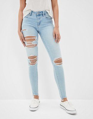 AE Ne(x)t Level Ripped Low-Rise Jegging | American Eagle Outfitters (US & CA)