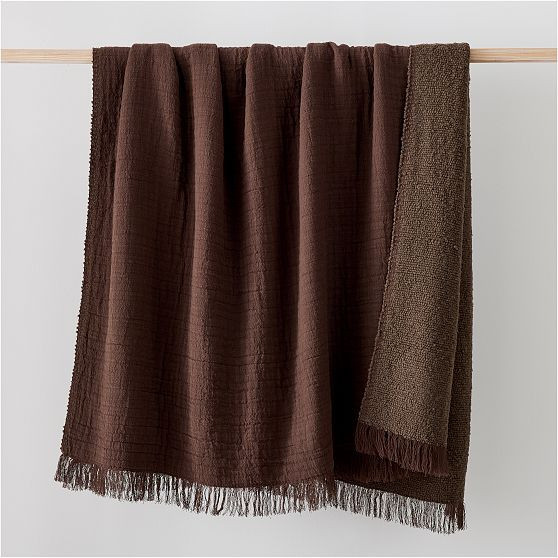 Boucle Gauze Throw, 50x60, Java | West Elm (US)