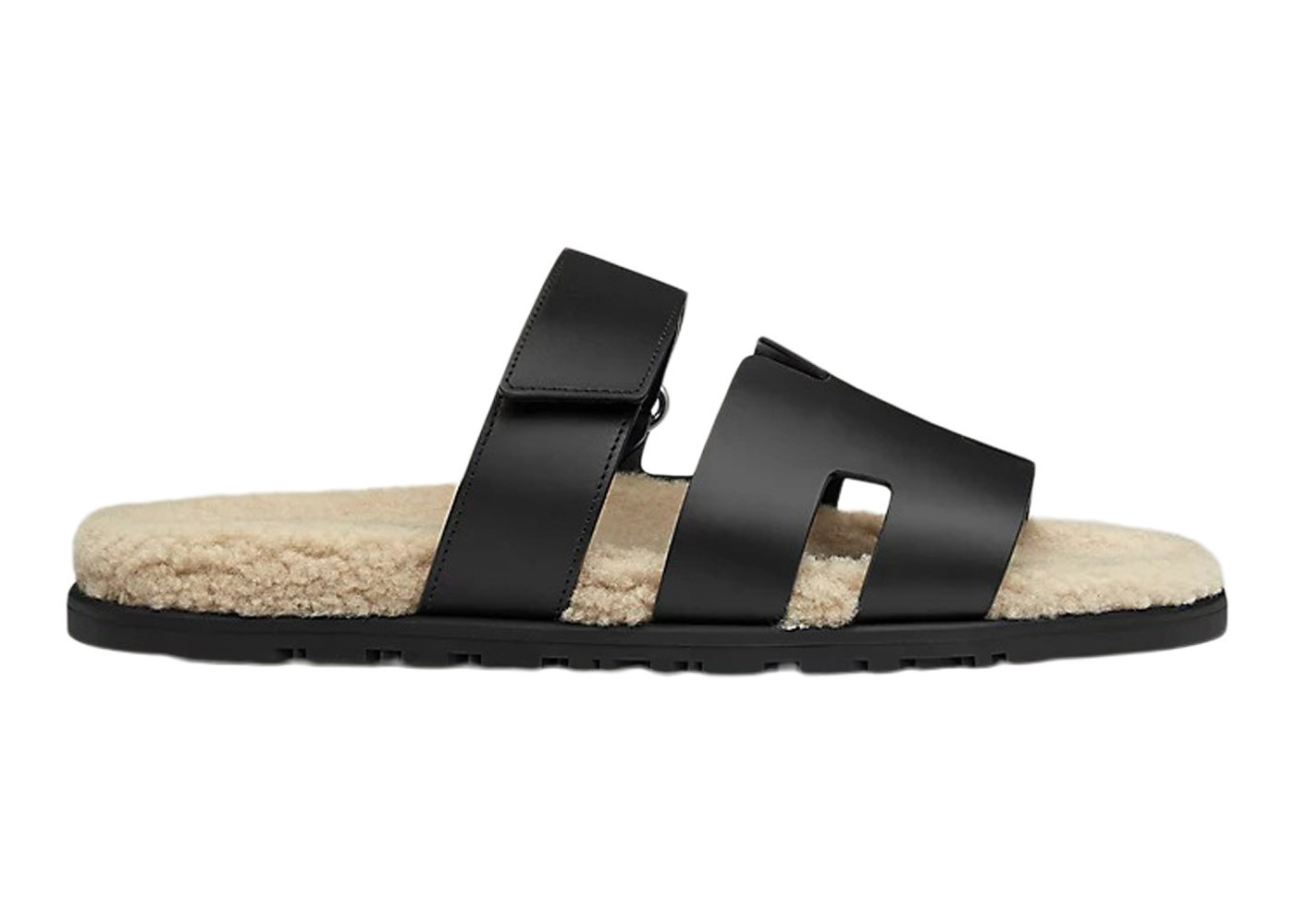 Men's Hermes Chypre Sandal Noir Leather Woolskin Sneakers in Black/Beige | StockX
