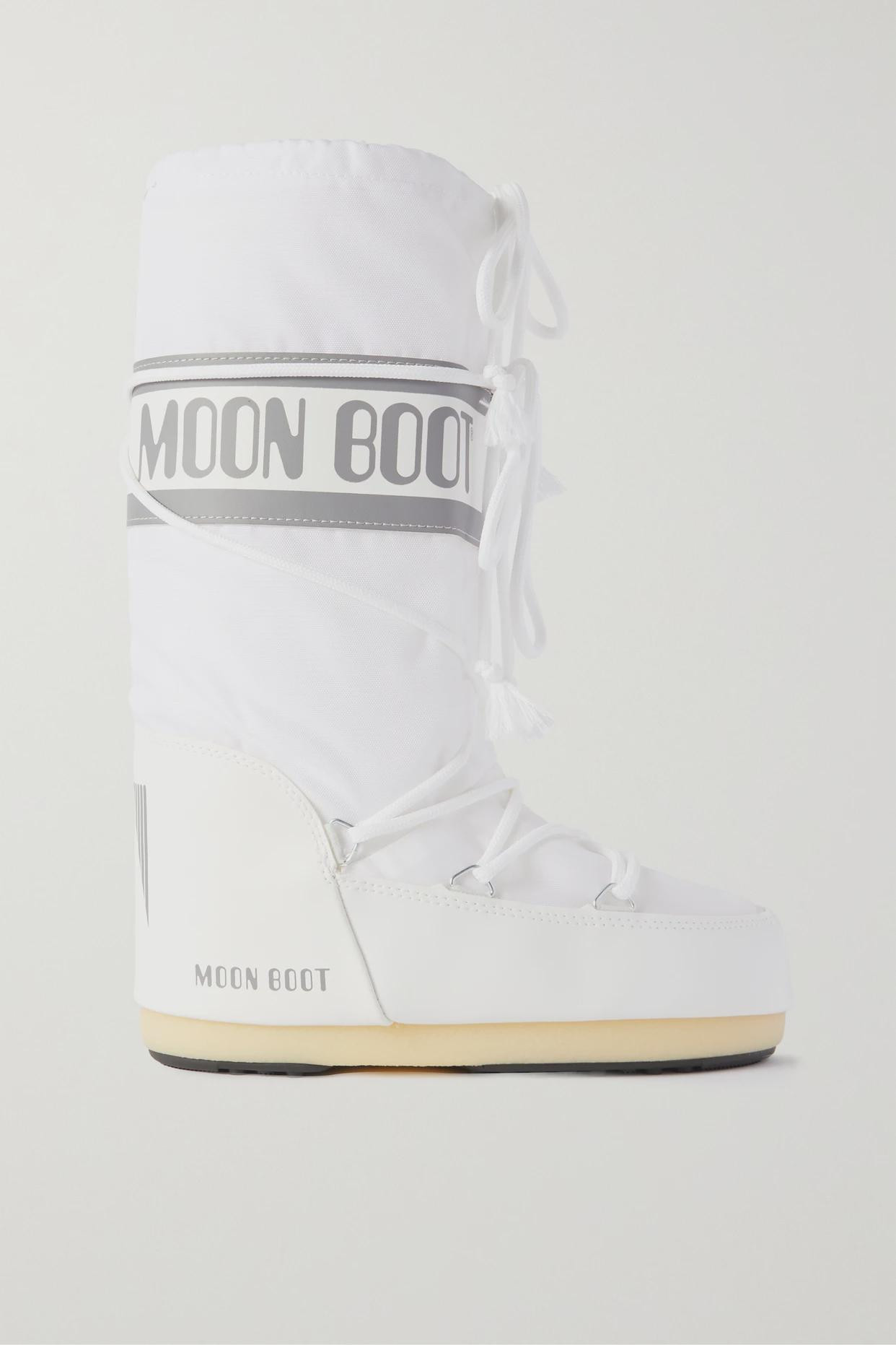 Moon Boot - Icon Shell And Faux Leather Snow Boots - White | NET-A-PORTER (US)