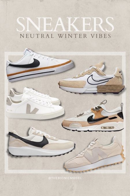 Beige sneakers on trend for  winter. 

#sneakers #beigesneakers #beigeshoes #nike #veja #newbalance #brownshoes #whiteshoes

#LTKshoecrush #LTKunder100 #LTKSeasonal