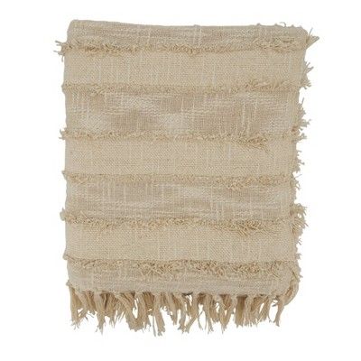 50"x60" Cotton with Fringe Design Throw Blanket Natural - Saro Lifestyle | Target