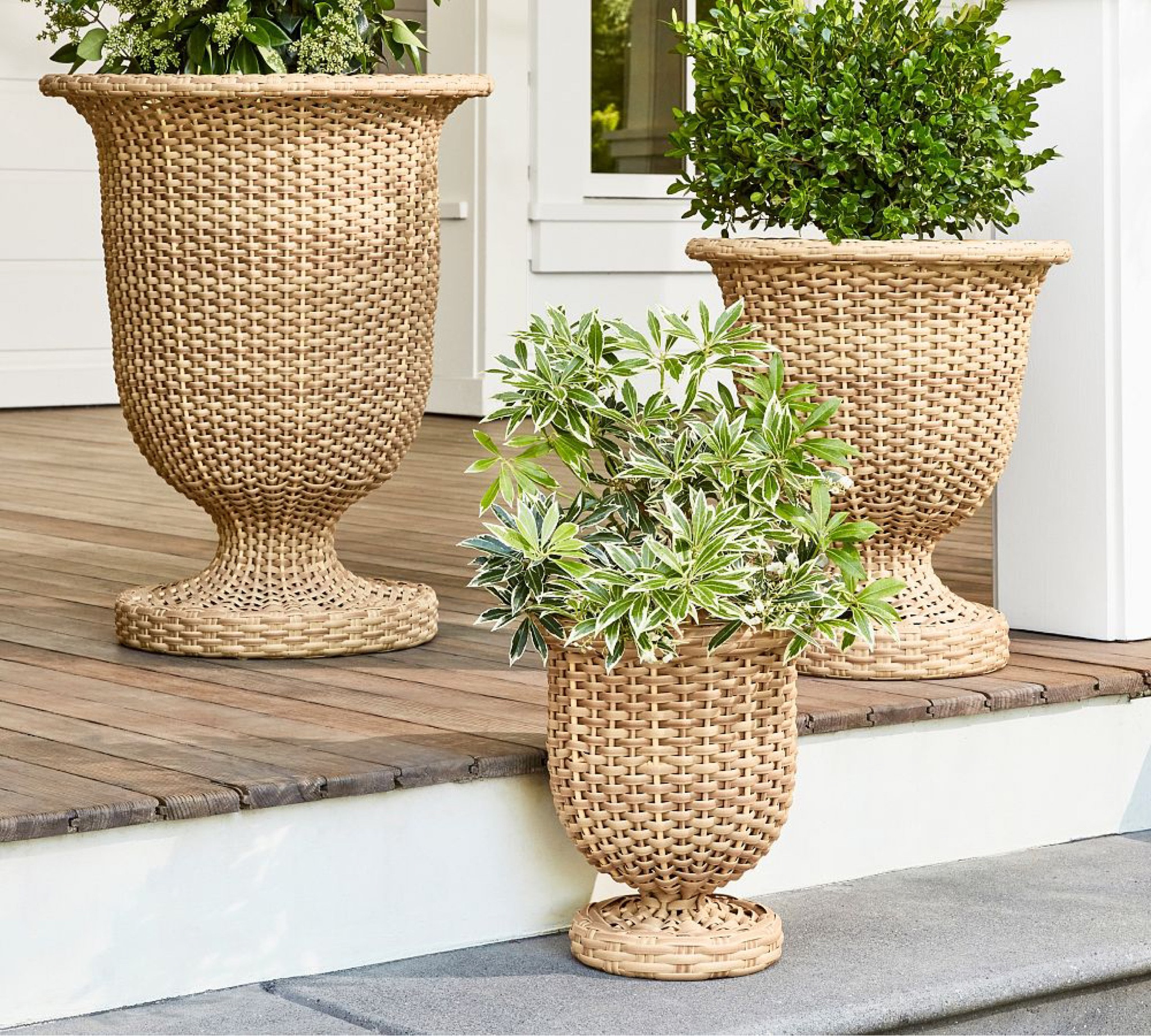 New woven planters, urn planters outdoor planter patio front front decor 

#LTKsalealert #LTKhome #LTKunder50