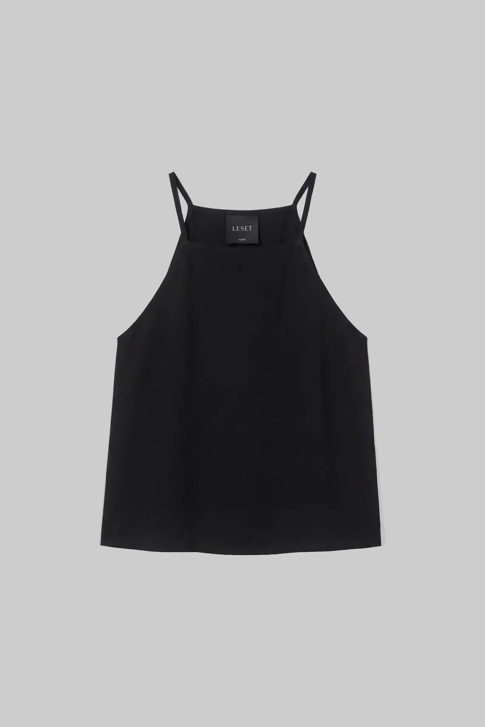 LESET Ari High Neck Tank in Black in Crepe | LESET
