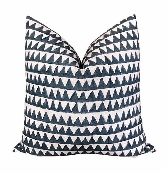Walter G Textiles Designer Pillows // Pyramids Slate Linen | Etsy | Etsy (US)