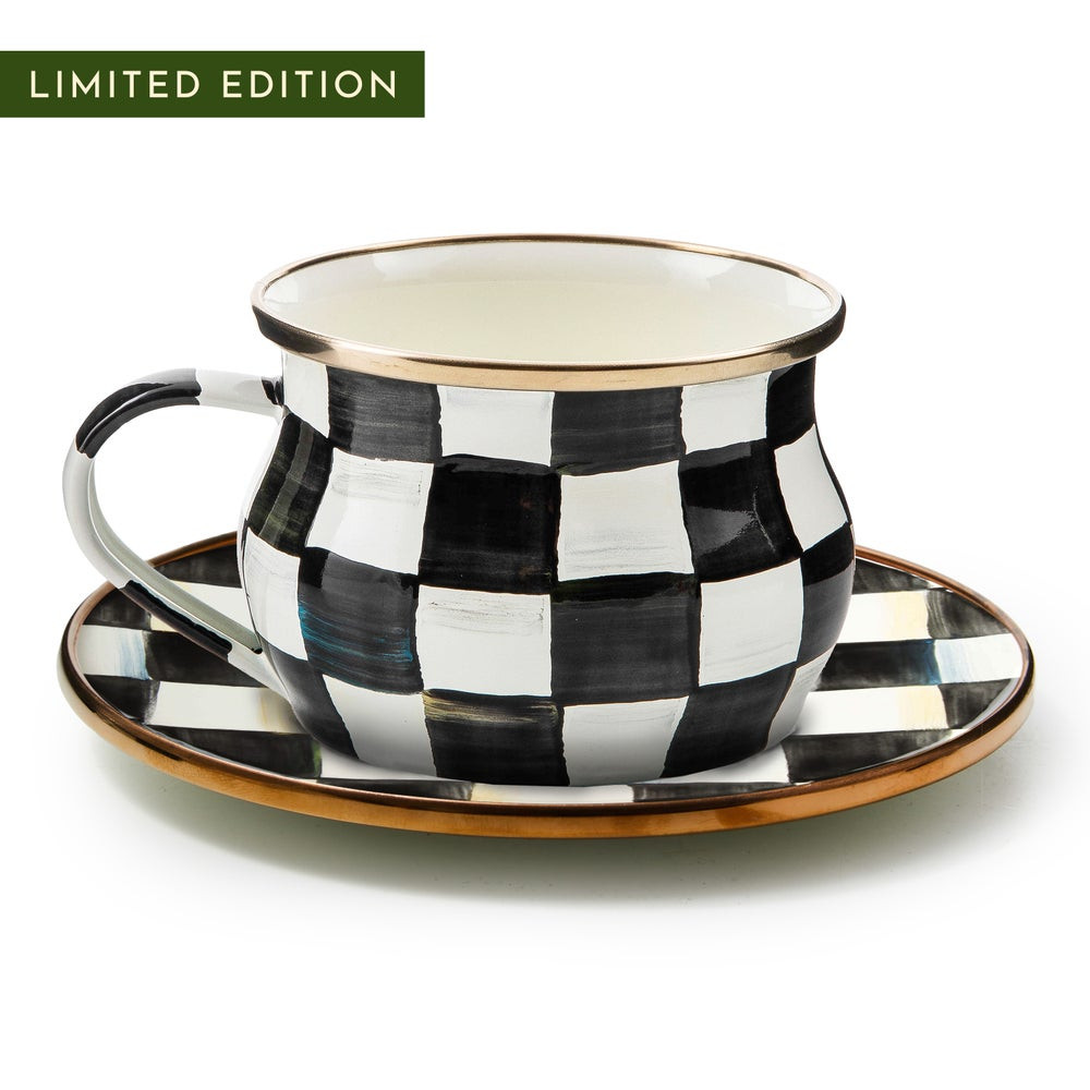 Courtly Check Teacup & Saucer Set For 2 | MacKenzie-Childs
