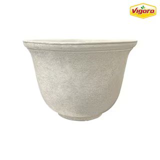 Exclusive Vigoro 14 in. Fresno Medium White High-Density Resin Planter (14 in. D x 12 in. H) With... | The Home Depot