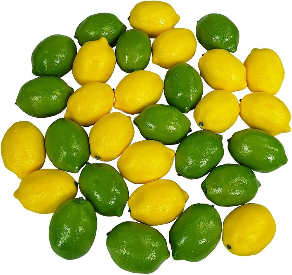 Winlyn 28 PCS Artificial Lemons and Limes, Fake Fruit Lemons Artificial Lifelike Simulation Lemon... | Amazon (US)