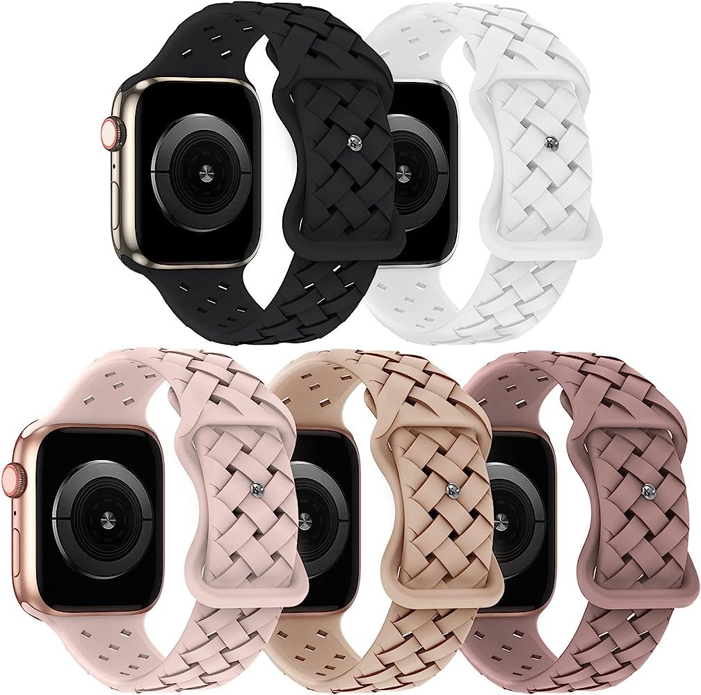 Oligeeaky 5 Pack Silicone Bands Compatible with Apple Watch Band 38mm 40mm 41mm 42mm 44mm 45mm, Soft | Amazon (US)