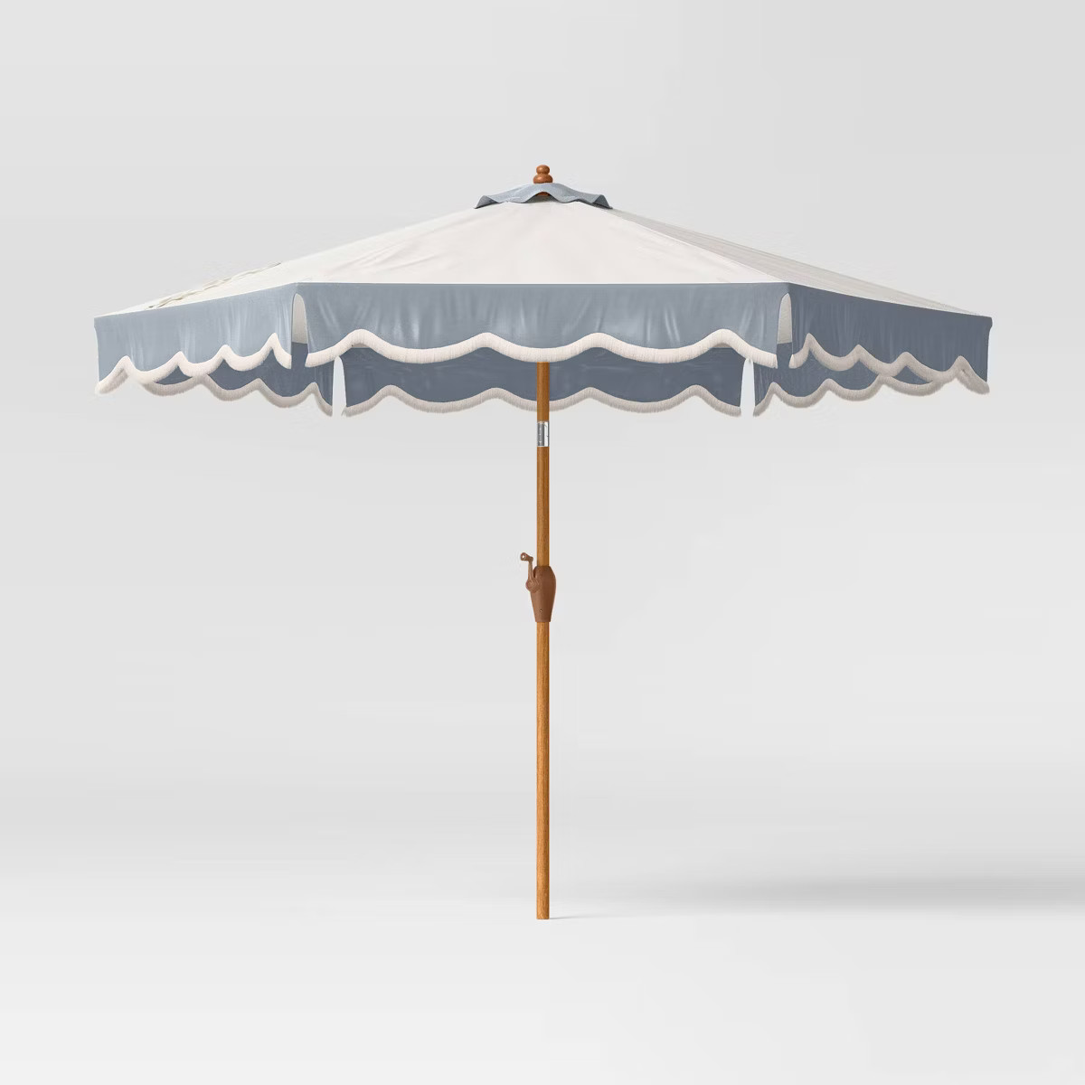 Round Scalloped Fringe Edge Outdoor Patio Market Umbrella Slate Blue - Threshold™ designed with... | Target