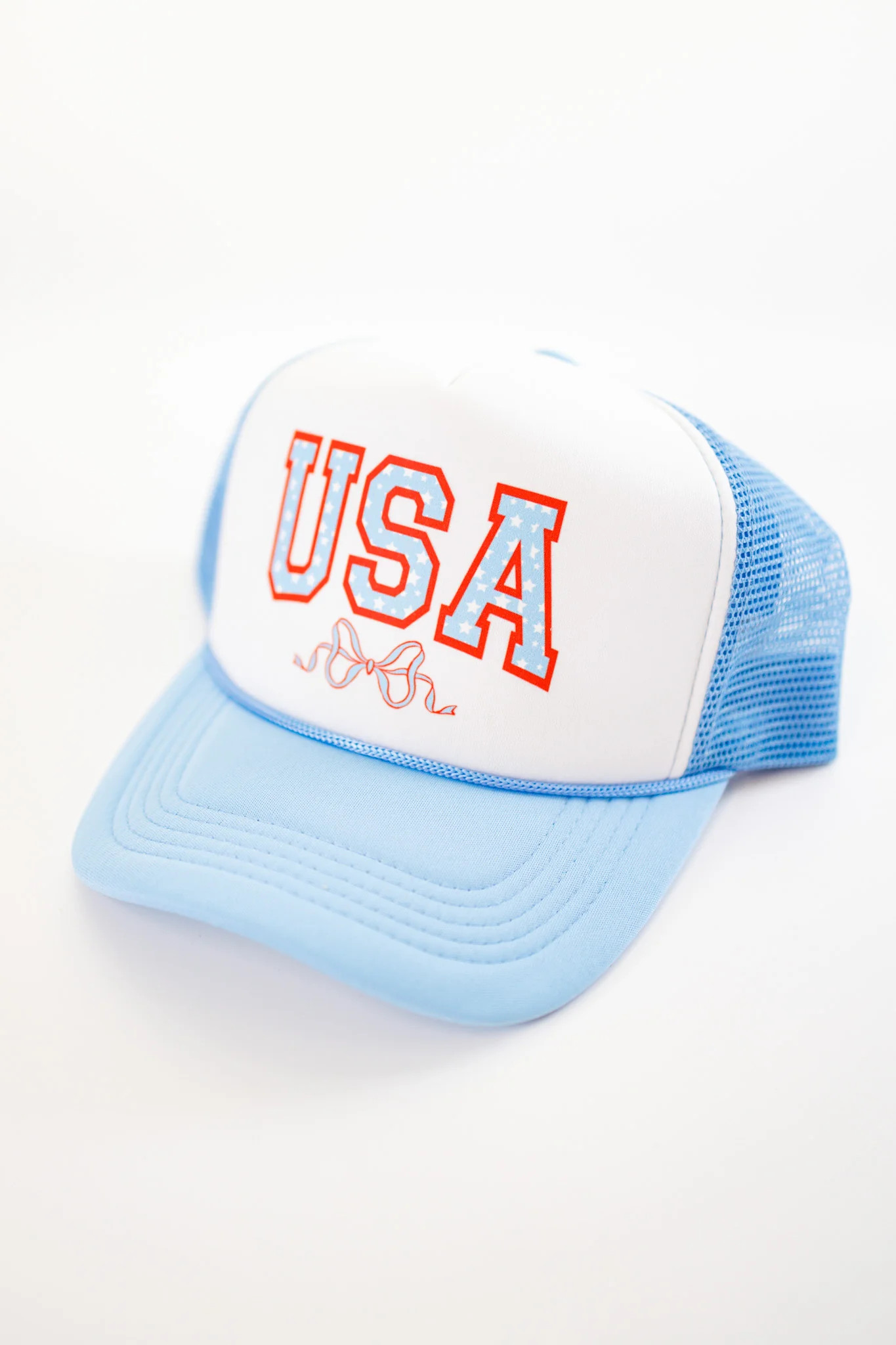 Blue USA Bow Trucker Hat | Jaxe + Grace Boutique