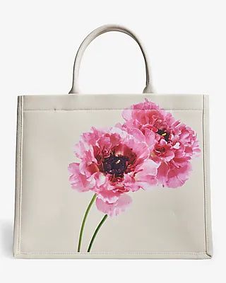 Flower Printed Canvas Tote Bag | Express